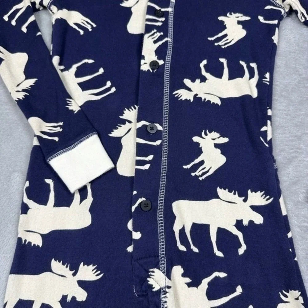 Lazy‎ One Kids Blue Moose Flapjacks Pajamas One Piece Size 8 Sleepwear